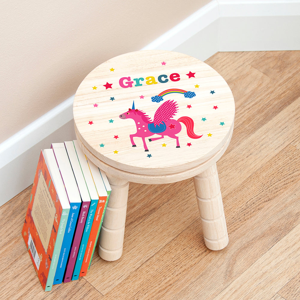 Personalised Kid's Unicorn Wooden Stool