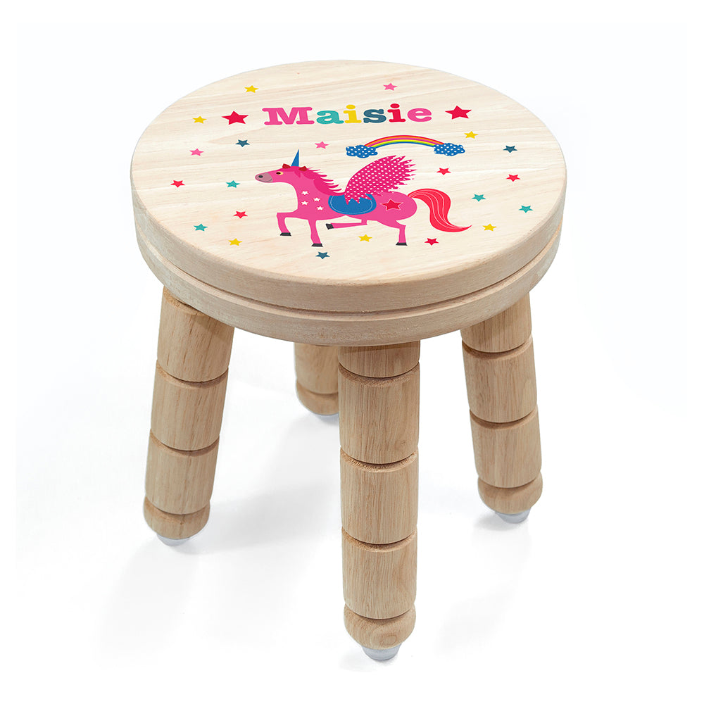 Personalised Kid's Unicorn Wooden Stool