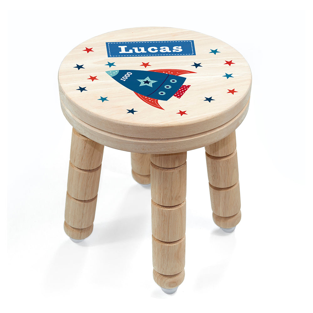 Personalised Kid's Rocket Wooden Stool