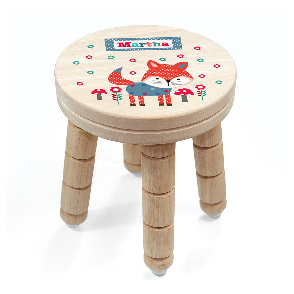 Personalised Kid's Fox Wooden Stool