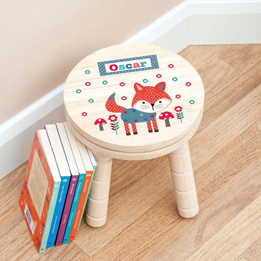Personalised Kid's Fox Wooden Stool