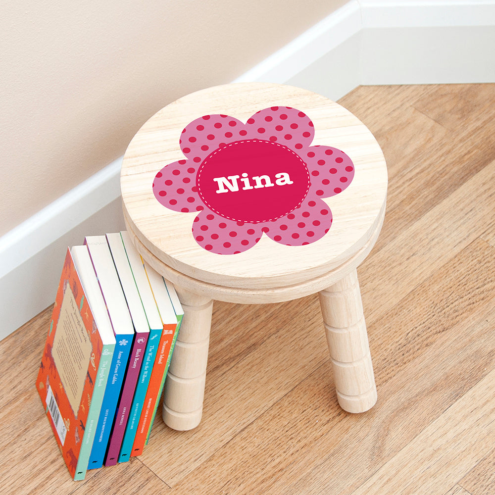 Personalised Kid's Flower Wooden Stool