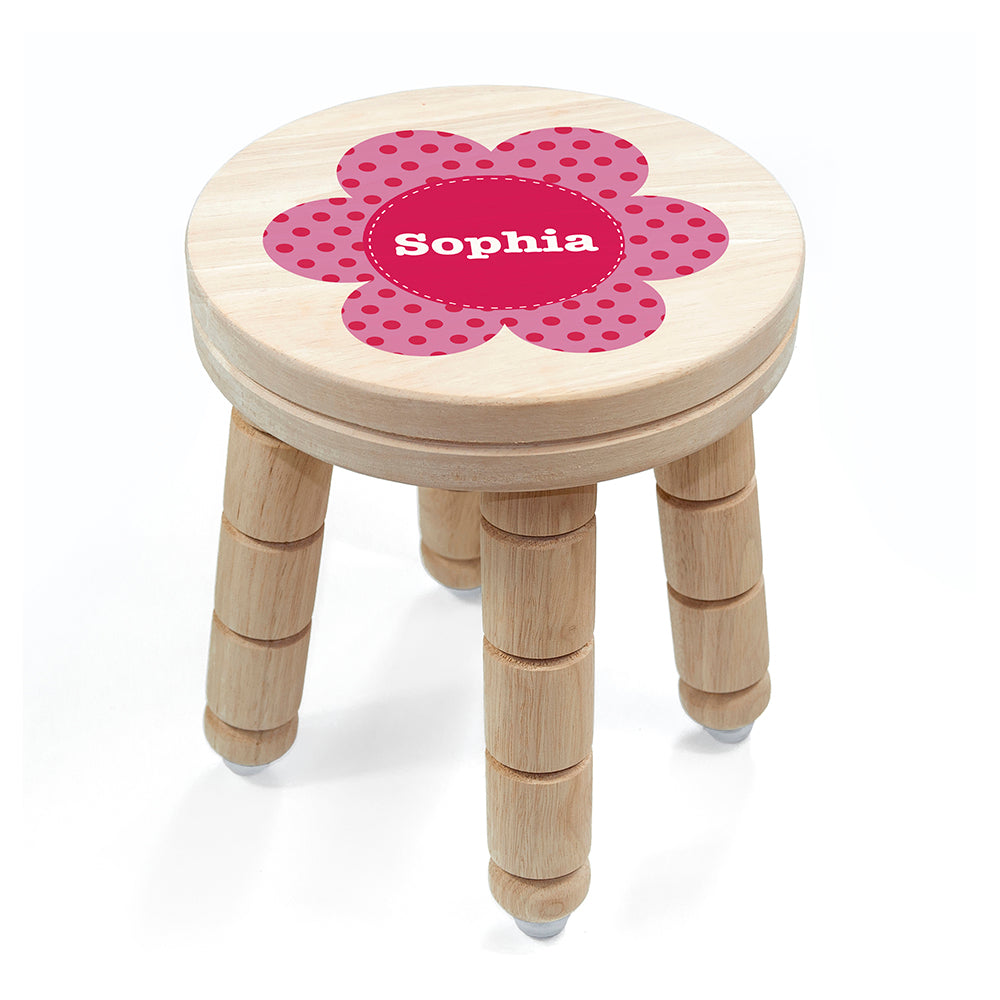 Personalised Kid's Flower Wooden Stool