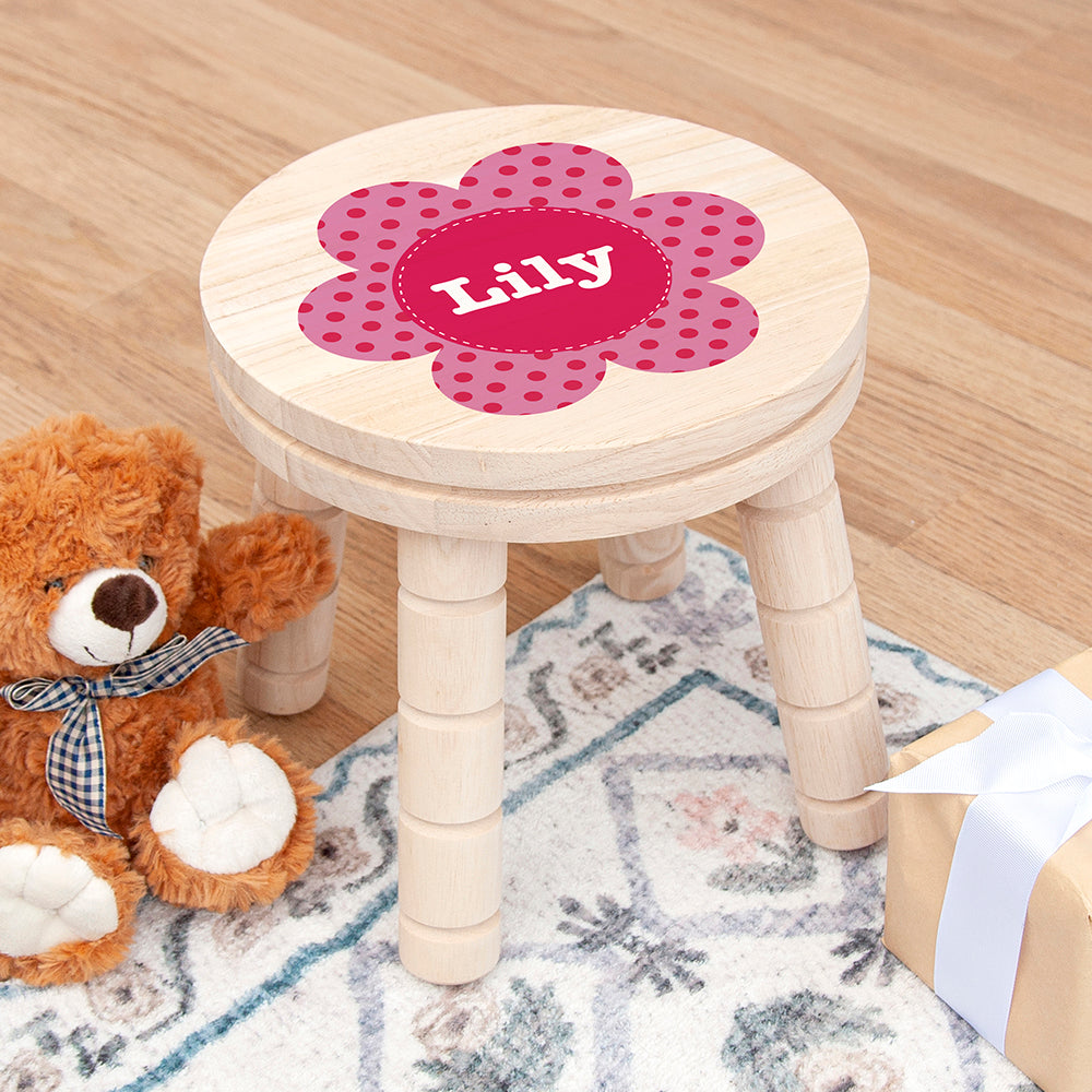 Personalised Kid's Flower Wooden Stool