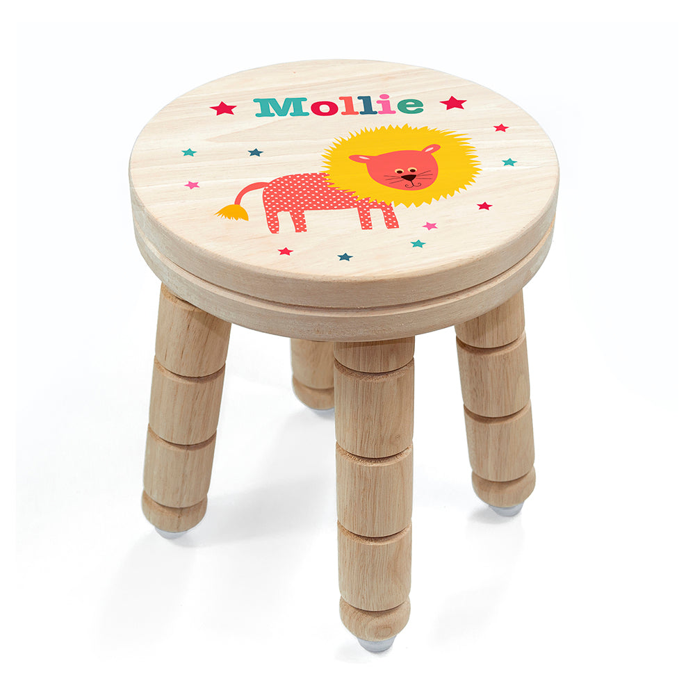 Personalised Kid's Lion Wooden Stool