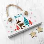 Personalised Kid's Reindeer White Door Sign
