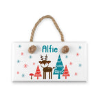Personalised Kid's Reindeer White Door Sign