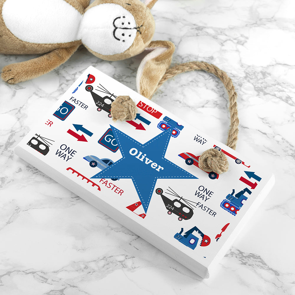 Personalised Kid's Transport White Door Sign