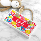 Personalised Kid's Floral White Door Sign
