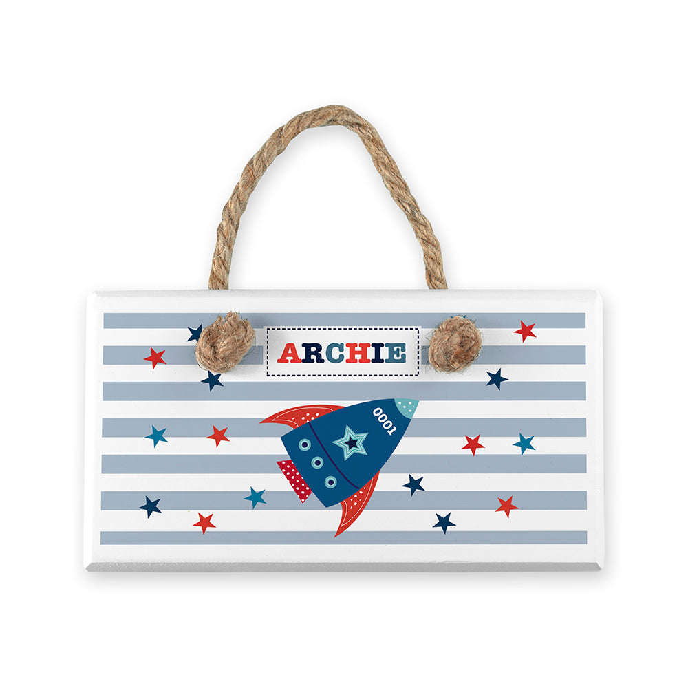 Personalised Kid's Rocket White Door Sign