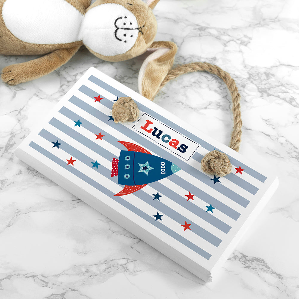 Personalised Kid's Rocket White Door Sign