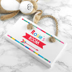 Personalised Kid's Colourful White Door Sign