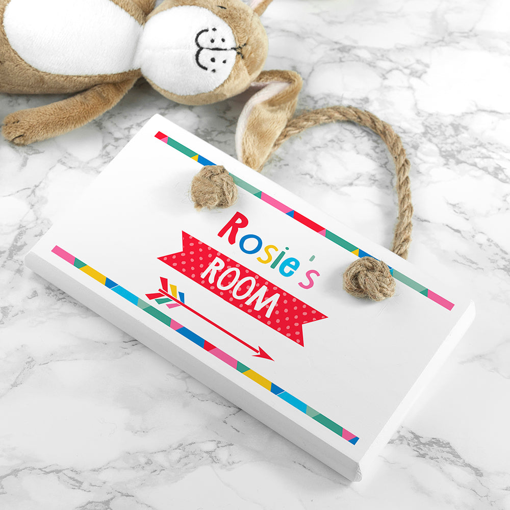 Personalised Kid's Colourful White Door Sign