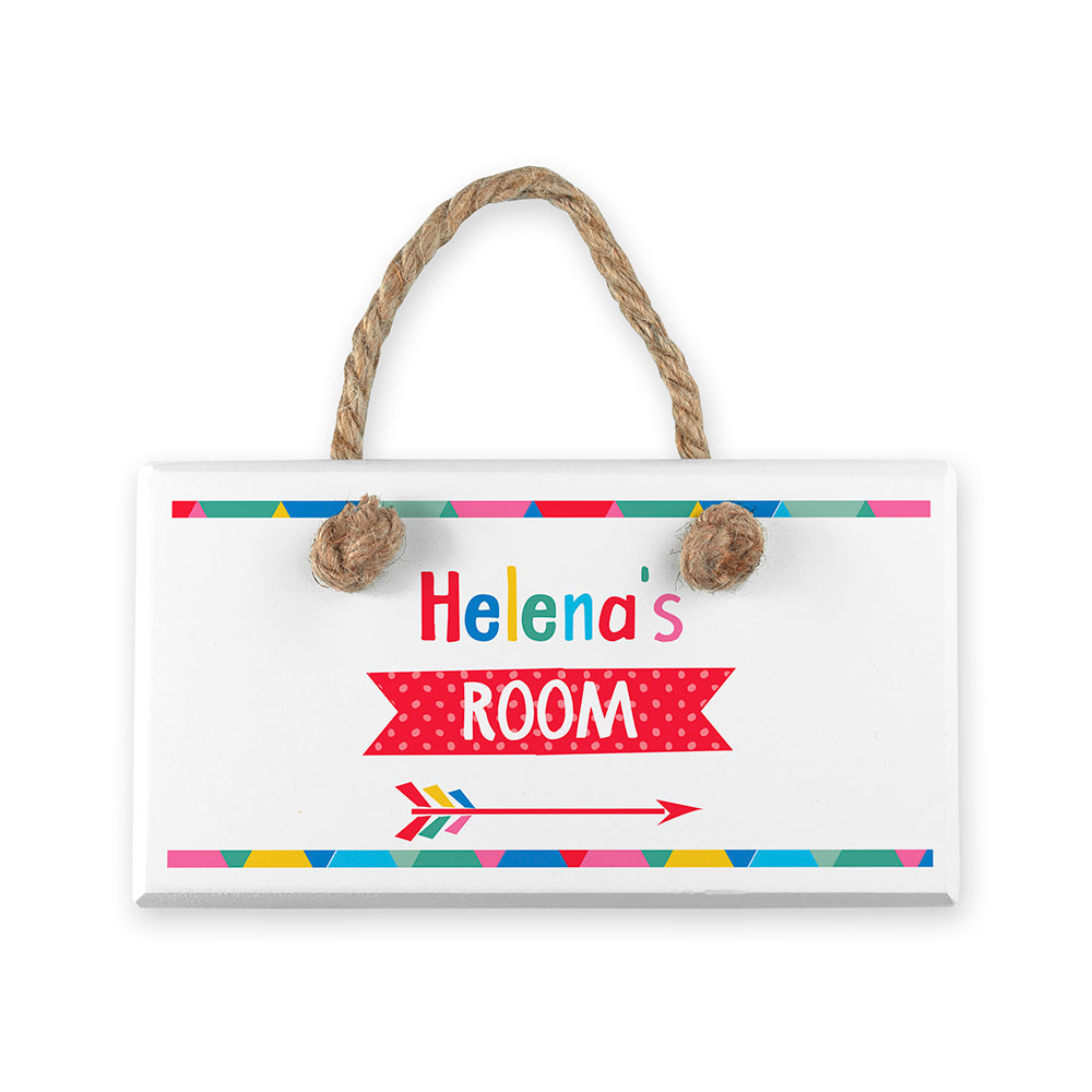 Personalised Kid's Colourful White Door Sign