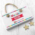 Personalised Kid's Colourful White Door Sign