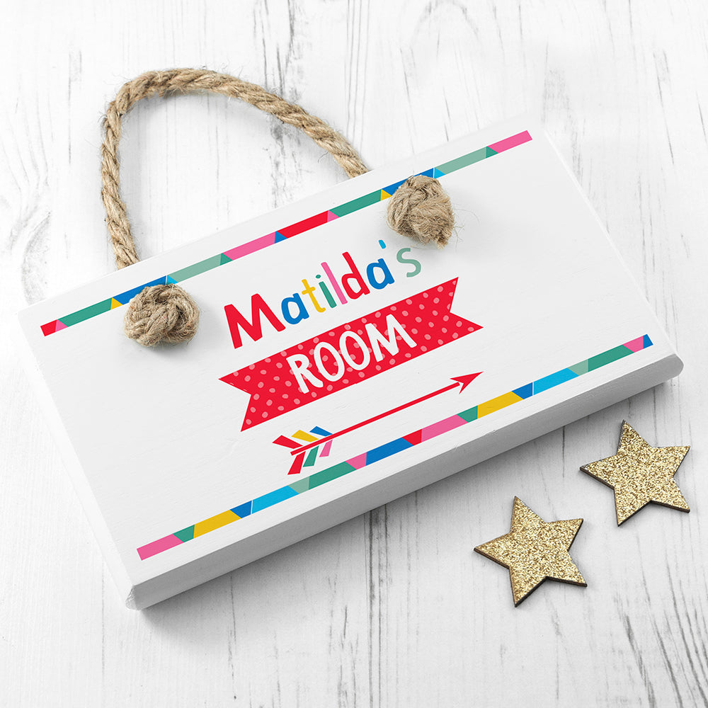 Personalised Kid's Colourful White Door Sign