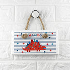 Personalised Kid's Dinosaur White Door Sign