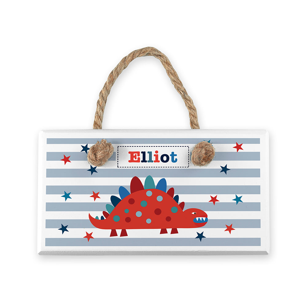 Personalised Kid's Dinosaur White Door Sign