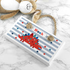 Personalised Kid's Dinosaur White Door Sign
