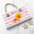 Personalised Kid's Circus Lion White Door Sign