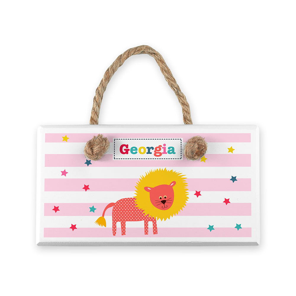 Personalised Kid's Circus Lion White Door Sign