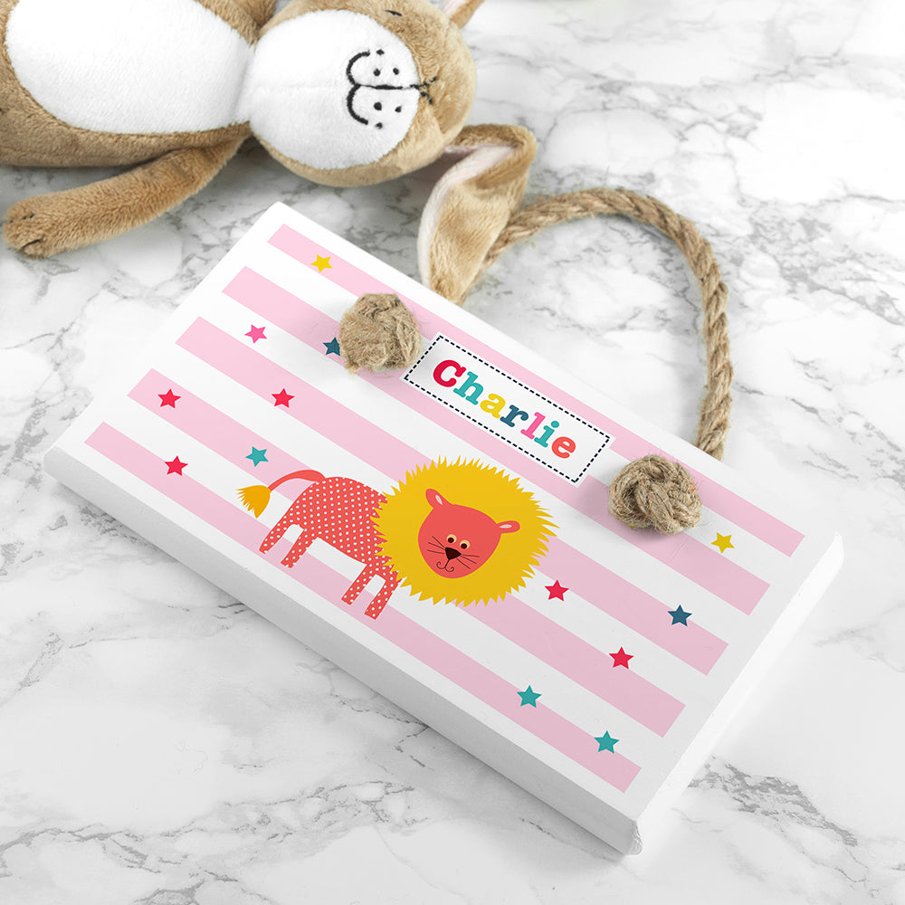 Personalised Kid's Circus Lion White Door Sign