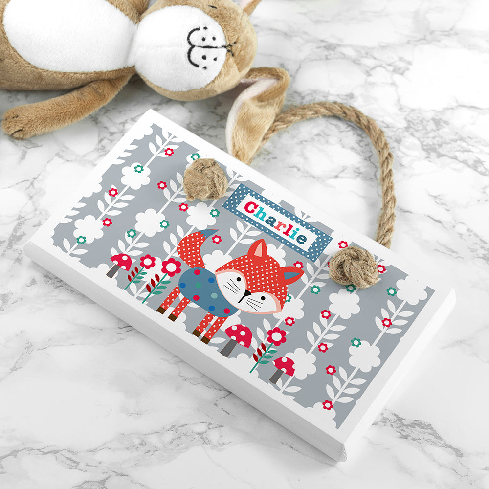 Personalised Kid's Little Fox White Door Sign