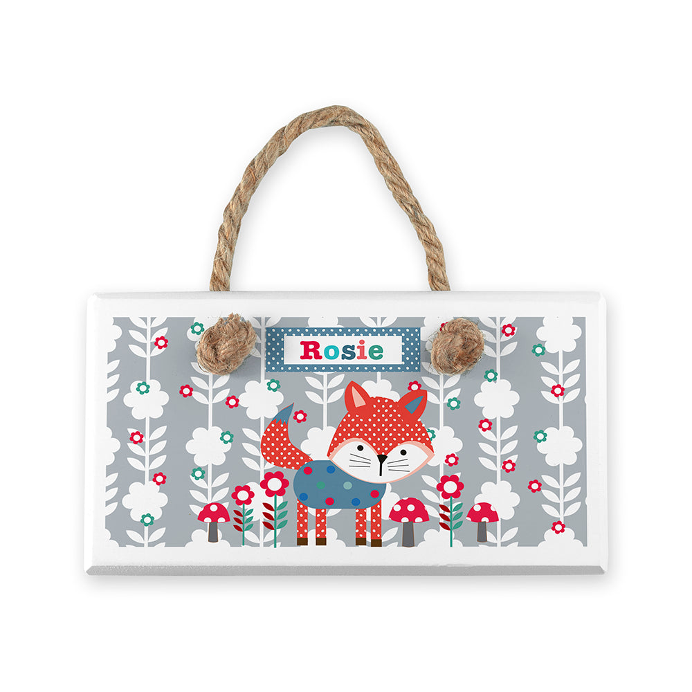 Personalised Kid's Little Fox White Door Sign