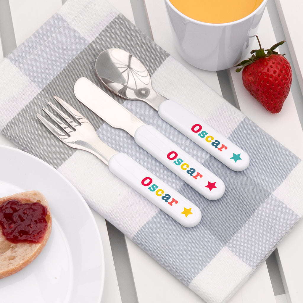 Personalised Kids Circus Metal Cutlery Set