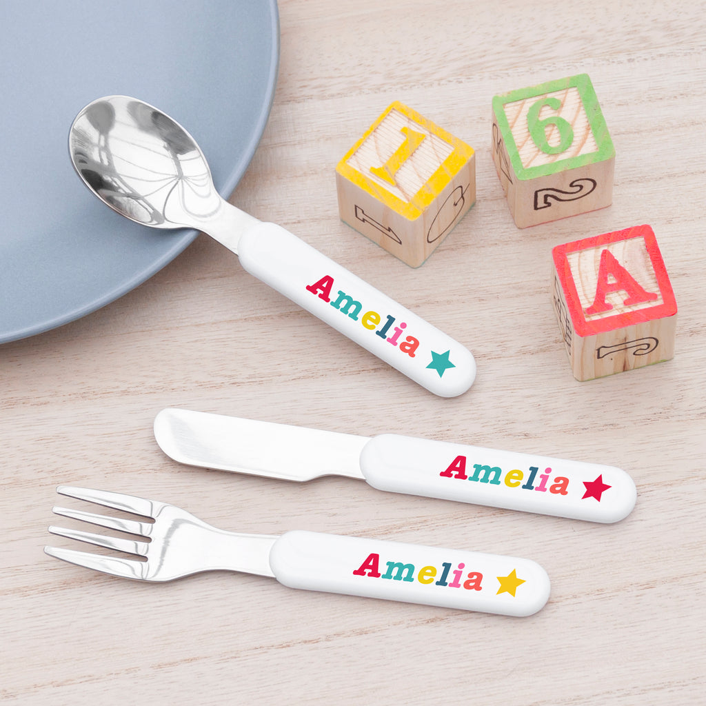 Personalised Kids Circus Metal Cutlery Set