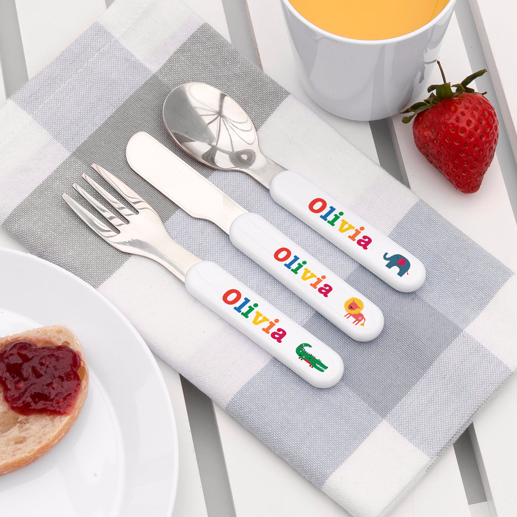 Personalised Kids Noah's Ark Metal Cutlery Set