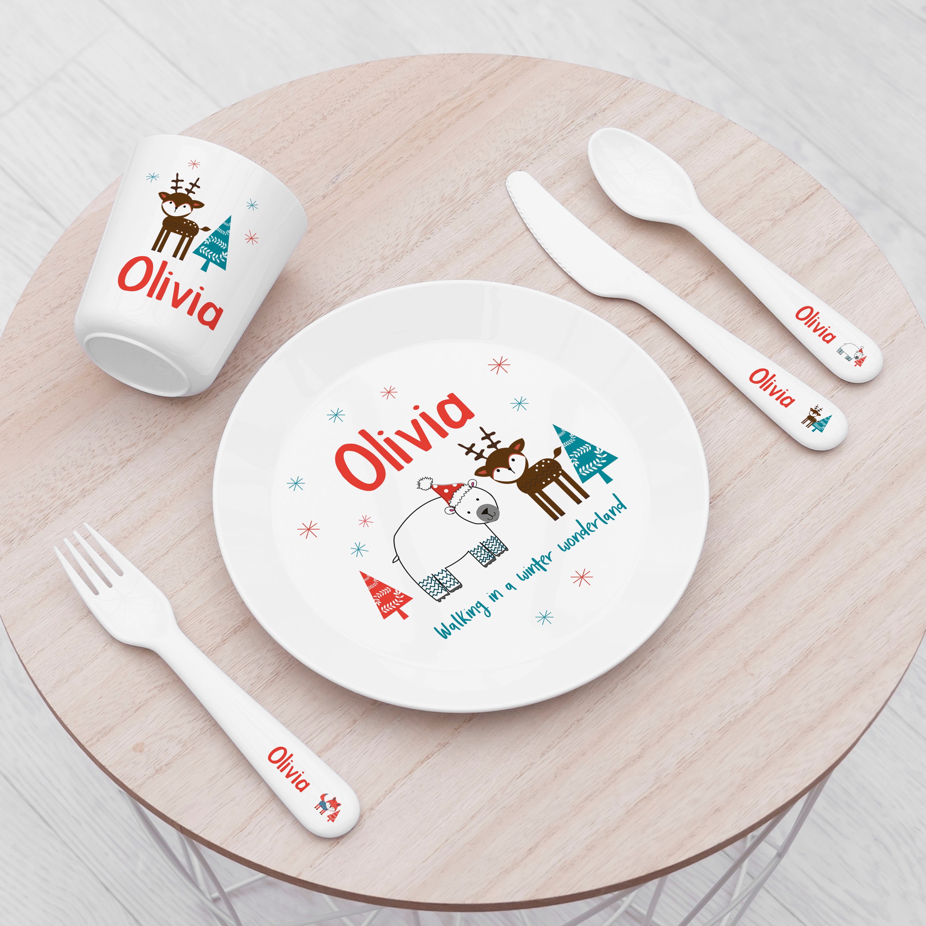 Personalised Kids Winter Wonderland Dining Set