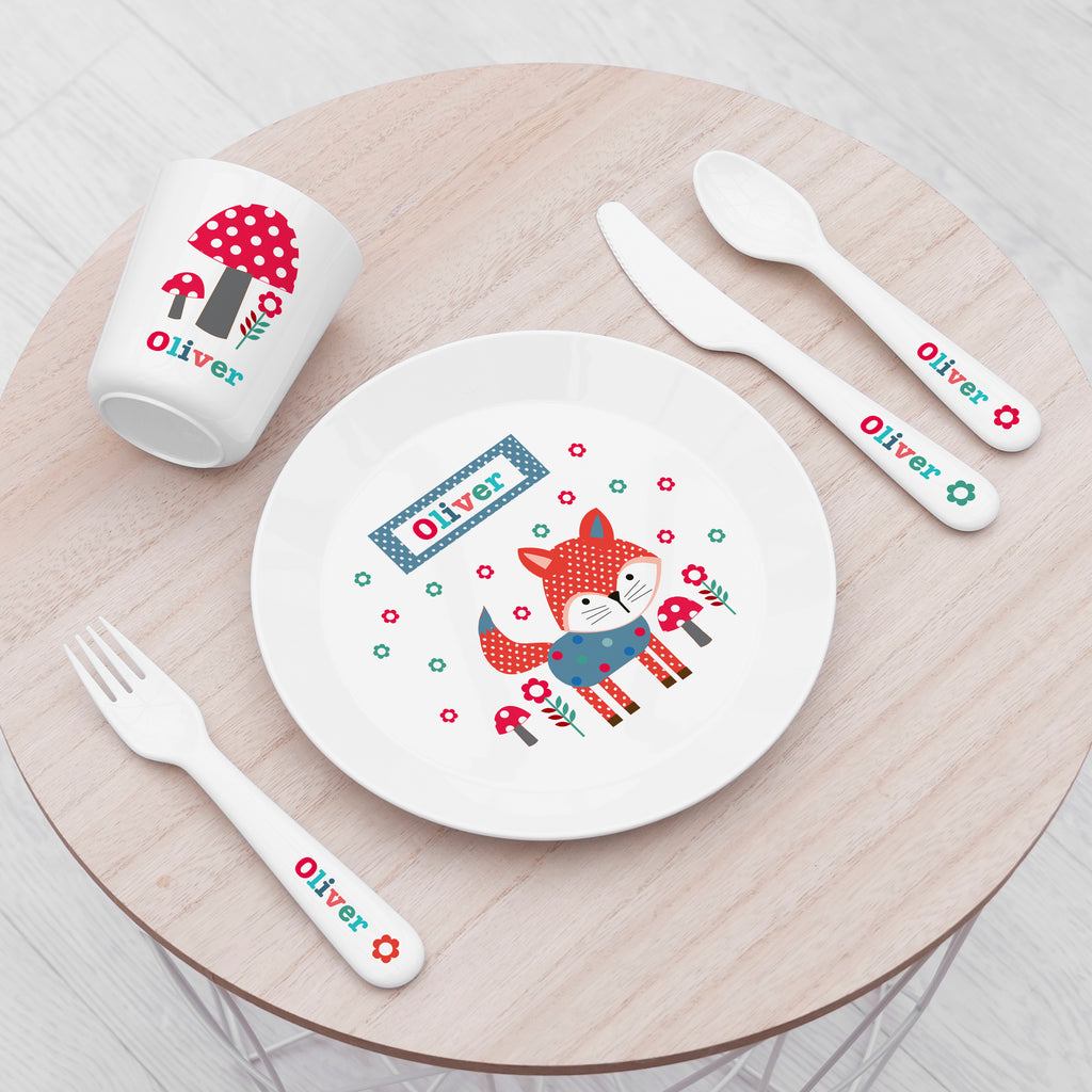 Personalised Kids Little Fox Dining Set