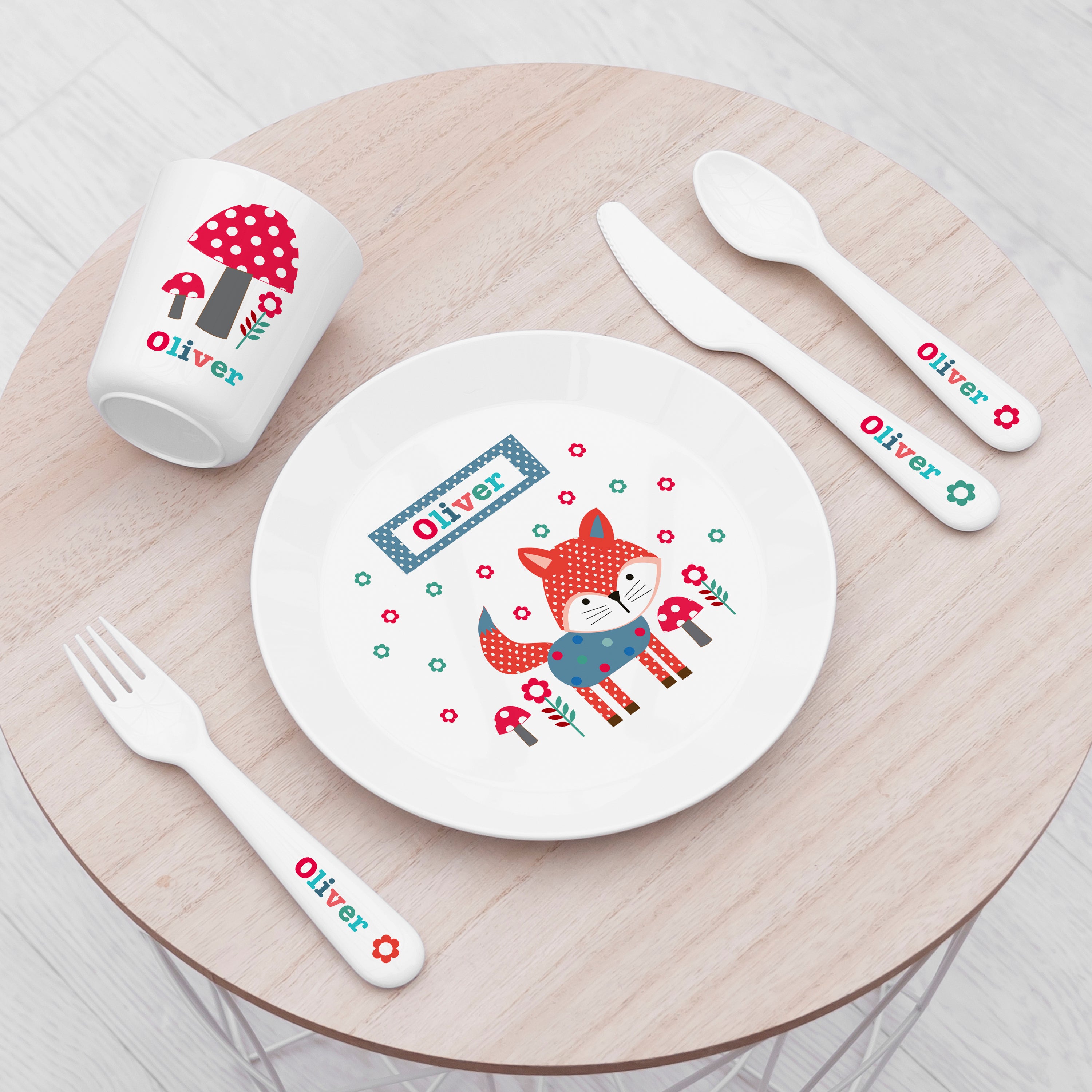 Personalised Kids Little Fox Dining Set