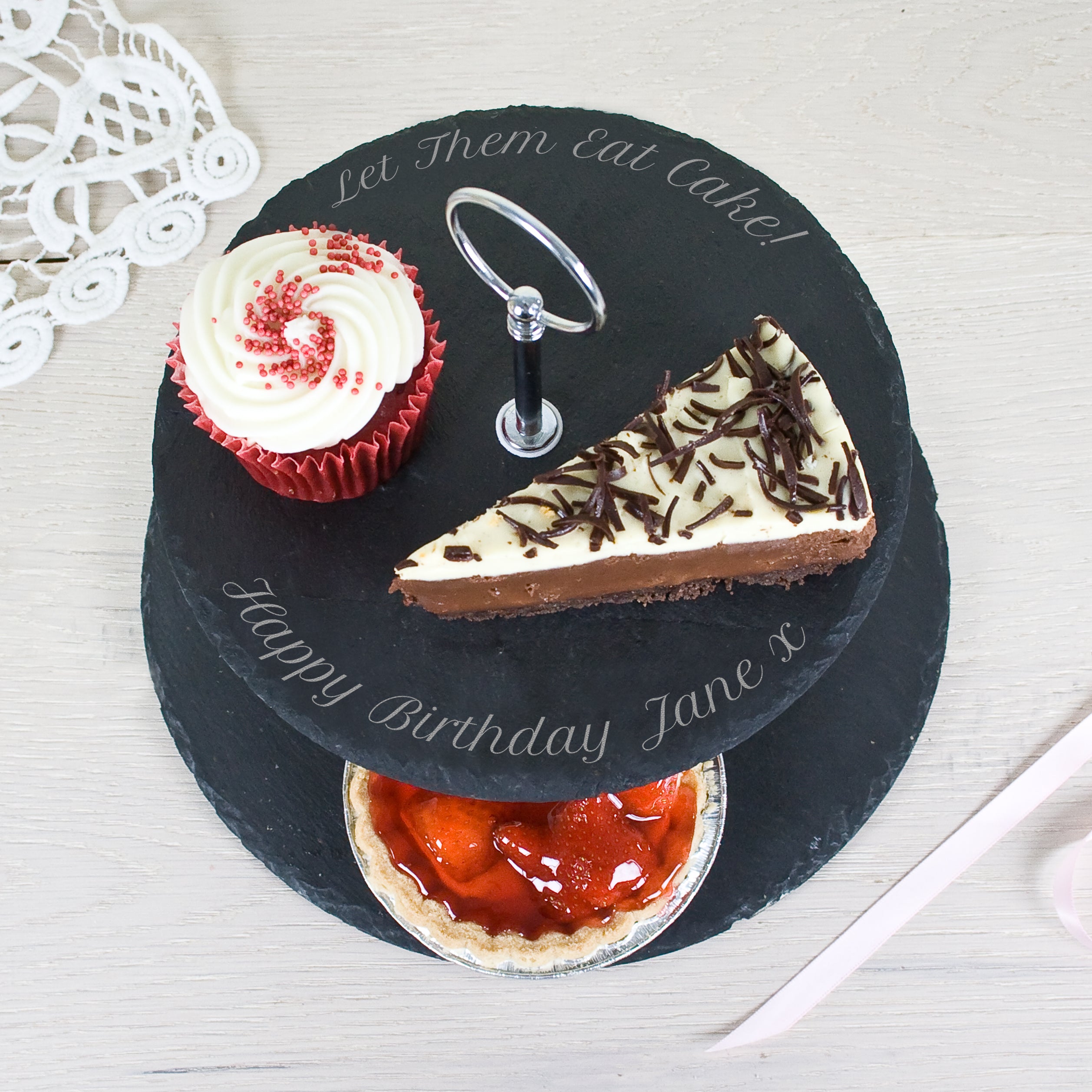 Two Tiered Slate Cake Stand