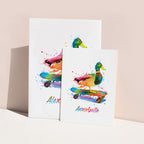 Personalised Watercolour Duck Skateboarding Print