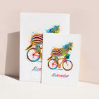 Personalised Watercolour Zebra Cycling Print