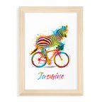 Personalised Watercolour Zebra Cycling Print