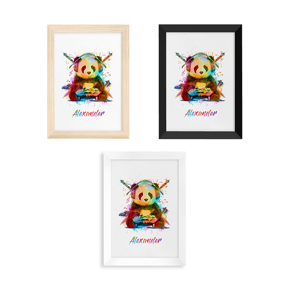 Personalised Watercolour Panda Gaming Print