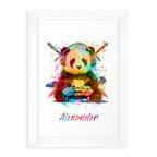 Personalised Watercolour Panda Gaming Print