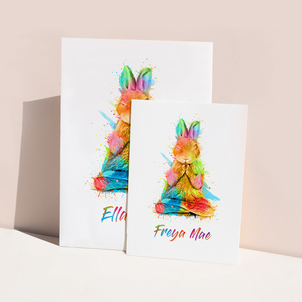 Personalised Watercolour Rabbit Meditation Print