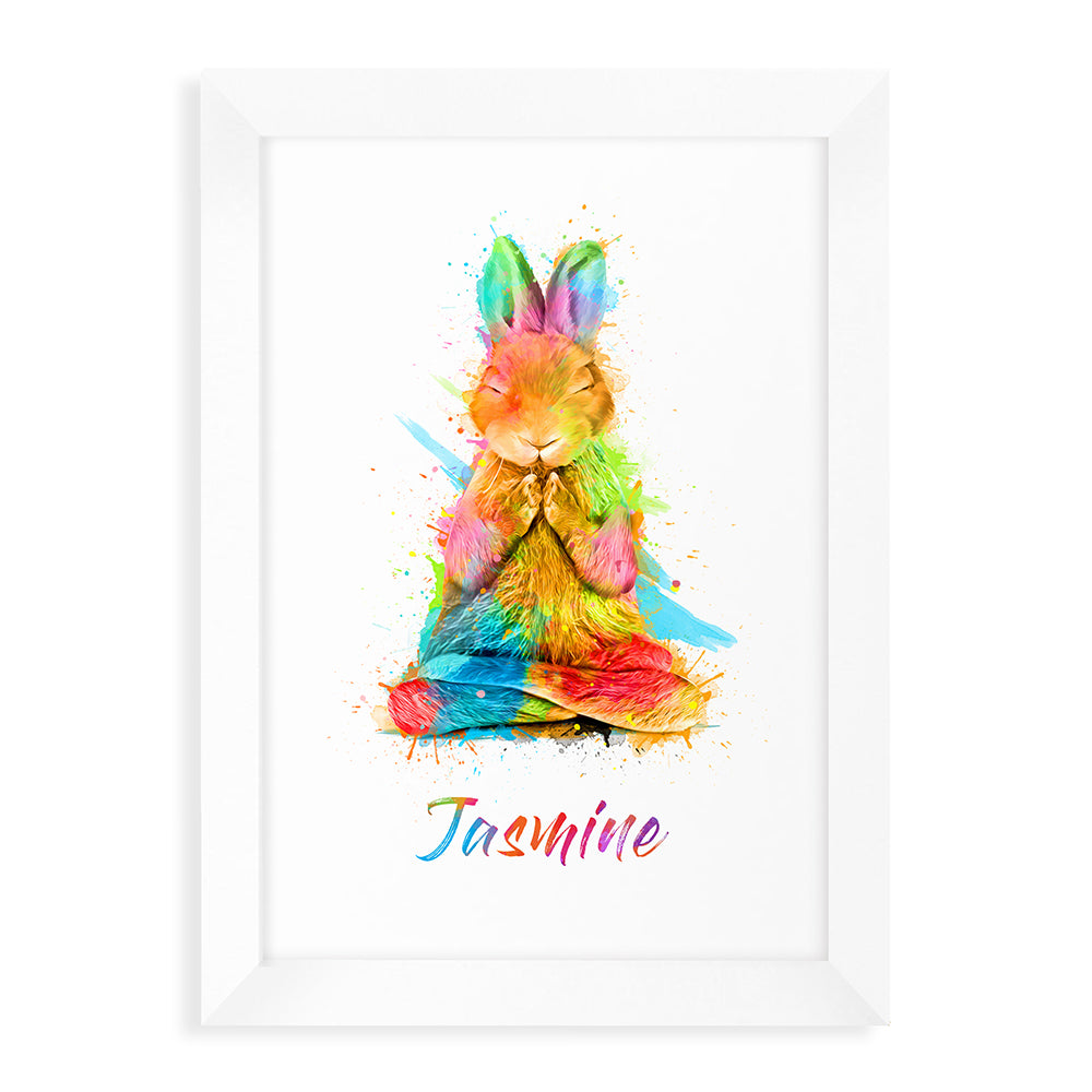 Personalised Watercolour Rabbit Meditation Print