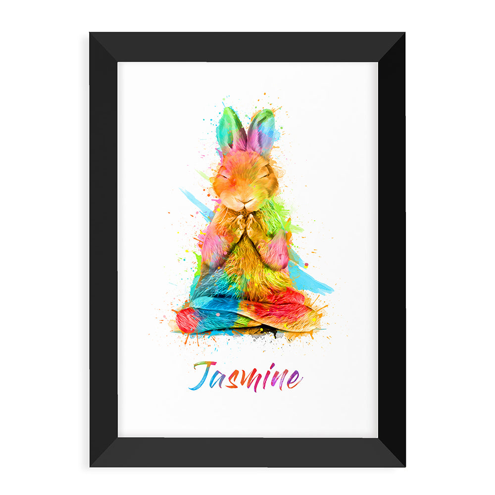 Personalised Watercolour Rabbit Meditation Print