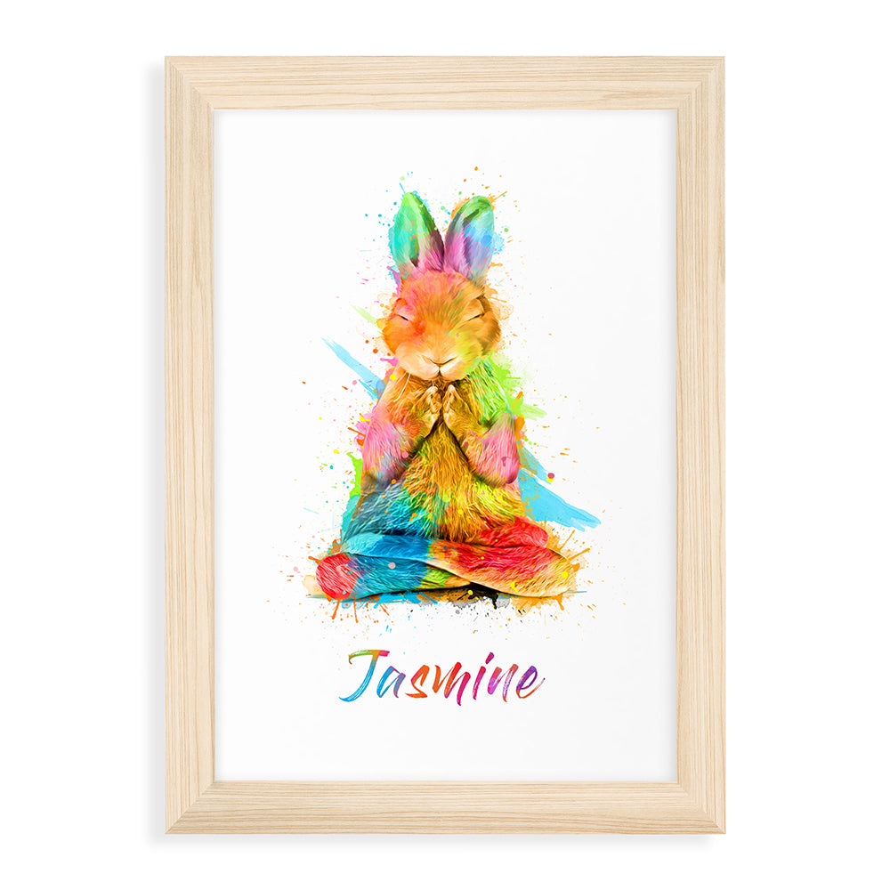 Personalised Watercolour Rabbit Meditation Print