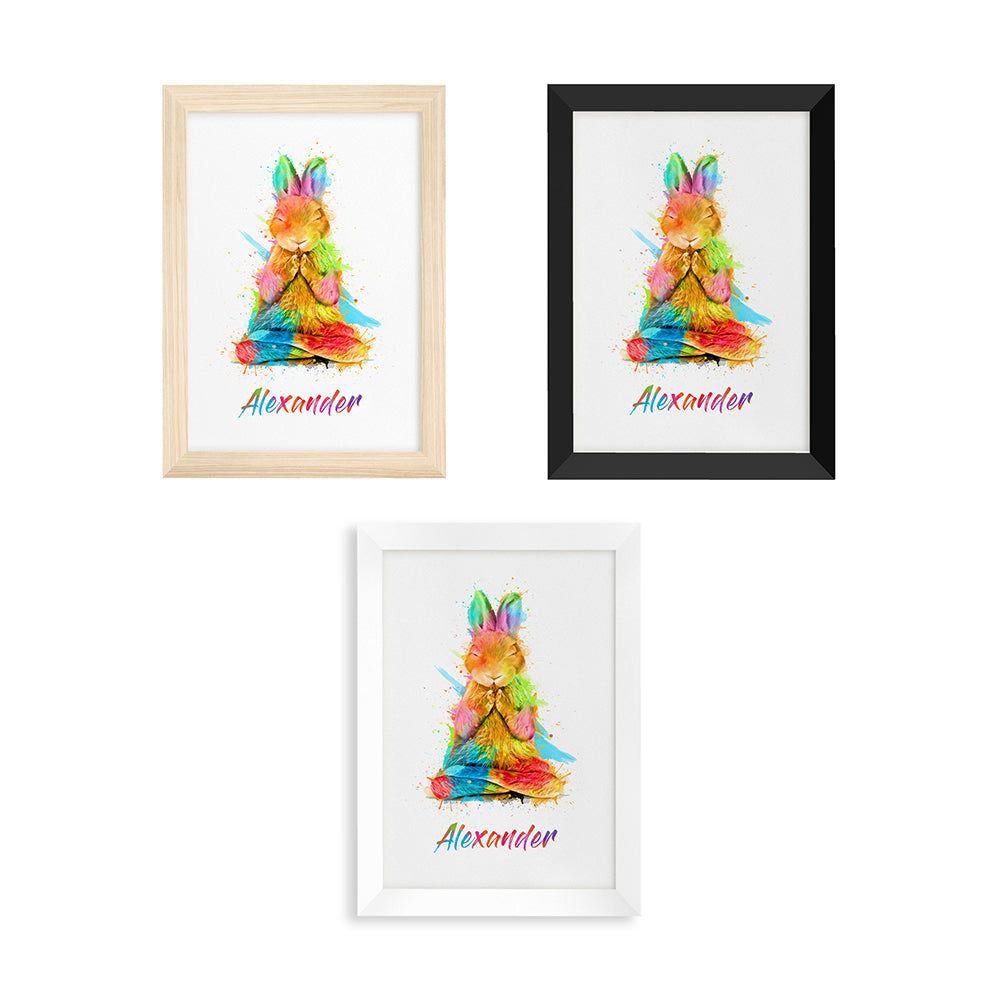 Personalised Watercolour Rabbit Meditation Print