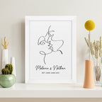 Personalised Romantic Line Art Loving Couple Print