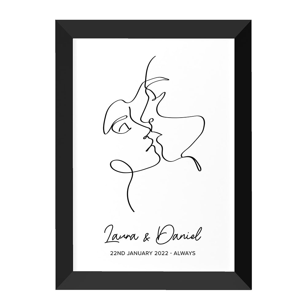 Personalised Romantic Line Art Loving Couple Print