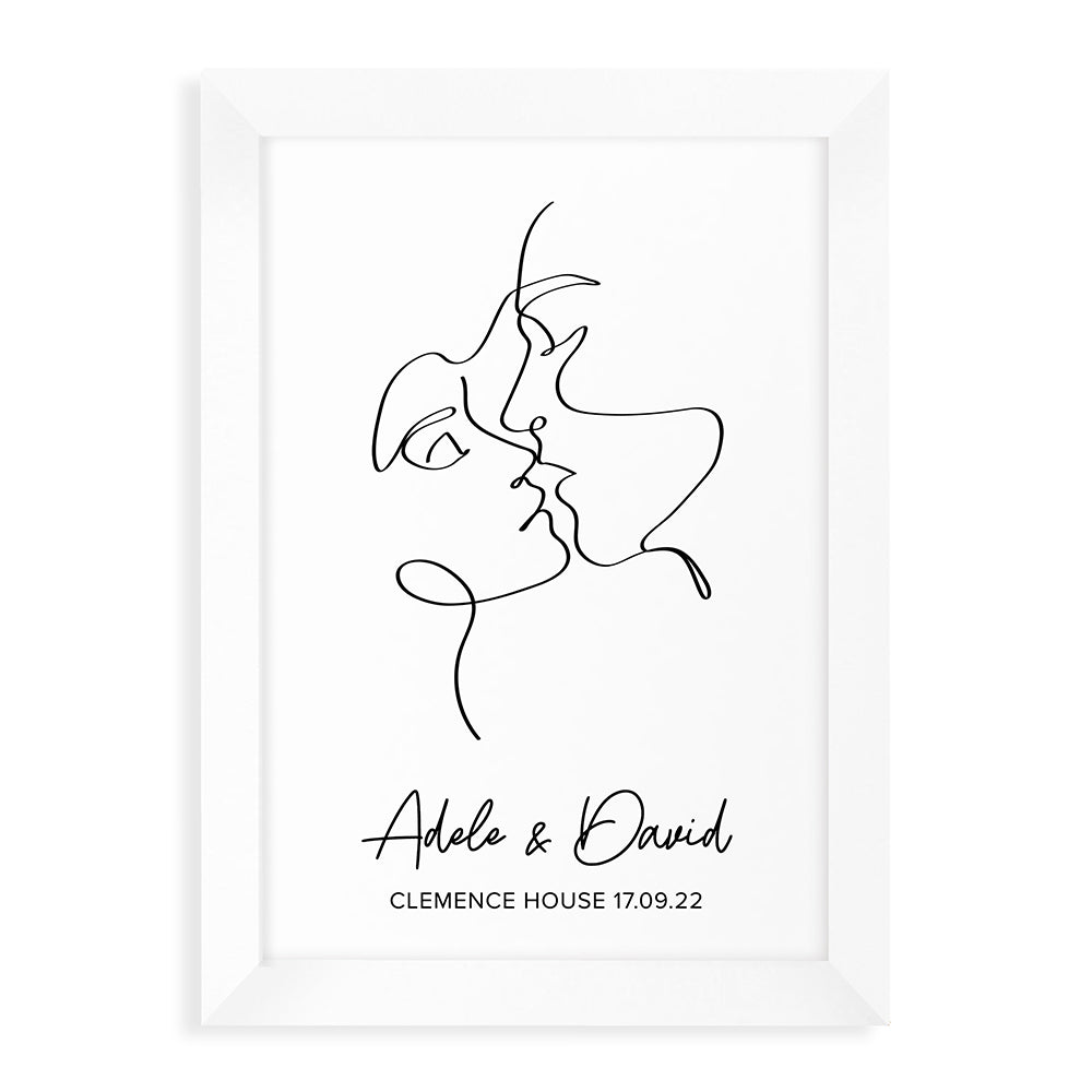 Personalised Romantic Line Art Loving Couple Print