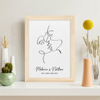 Personalised Romantic Line Art Loving Couple Print