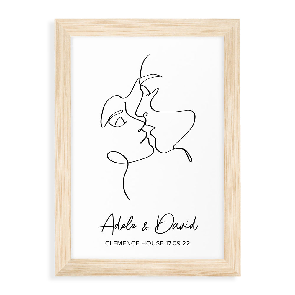 Personalised Romantic Line Art Loving Couple Print